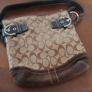 COACH Signature Brown Jacquard Leather
